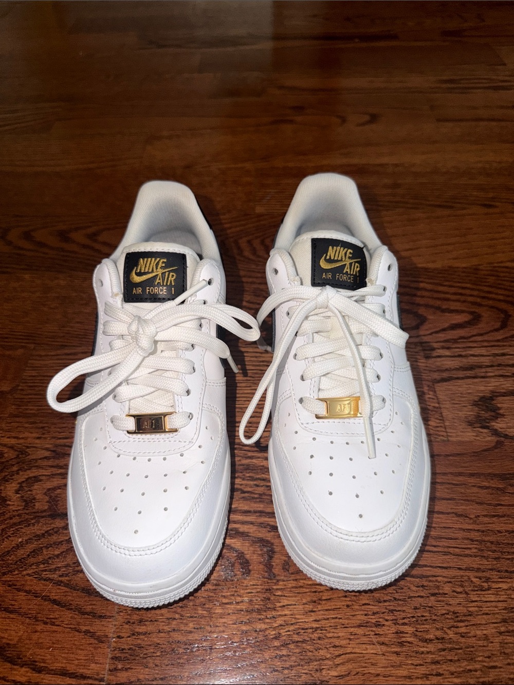 Nike Air Force 1 Low — White with Gold Trim